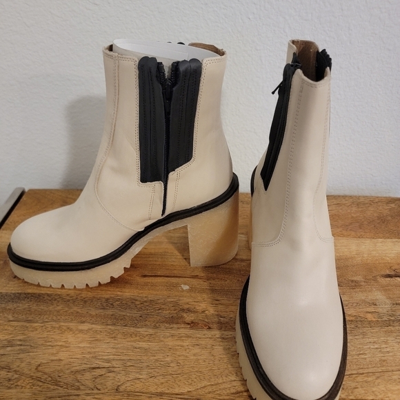 Free People Boots Sz 10 White James Chelsea Lug Sole Chunky Y2K 90s NIB - Picture 7 of 13